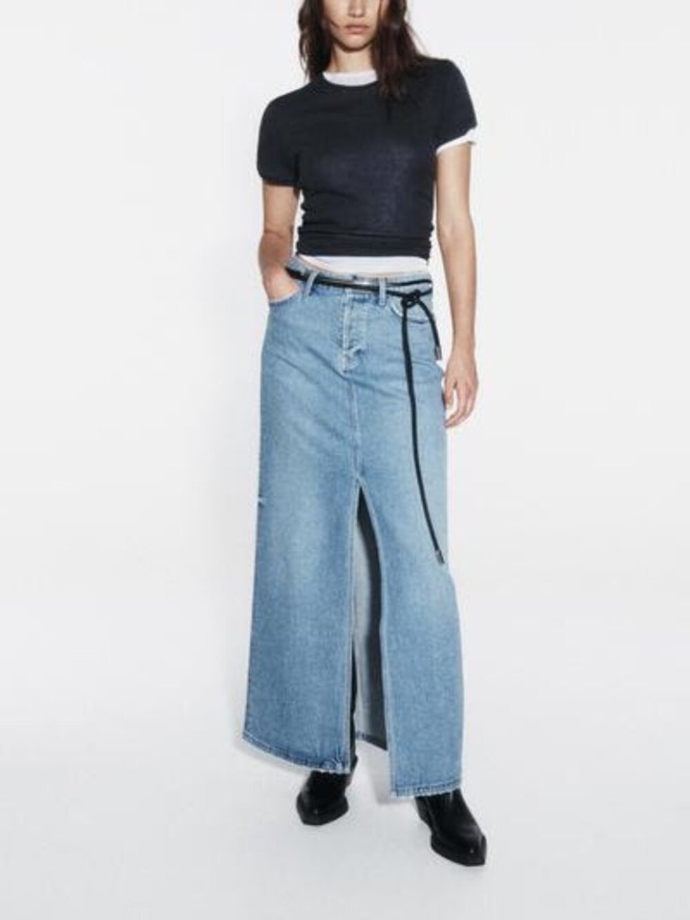 Zara Denim Midi Skirt